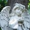 20.5" Gray Standing Girl Angel Holding a Bird Outdoor Statue
